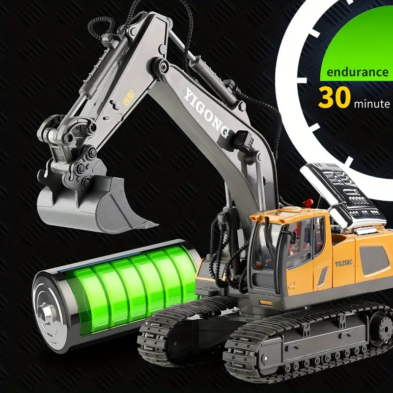 RC Excavator - 11-Function Alloy Construction Toy