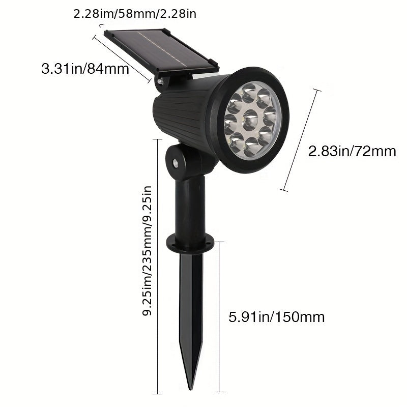 SolarLuxe Spotlight - 9 LED Solar Garden Spotlight