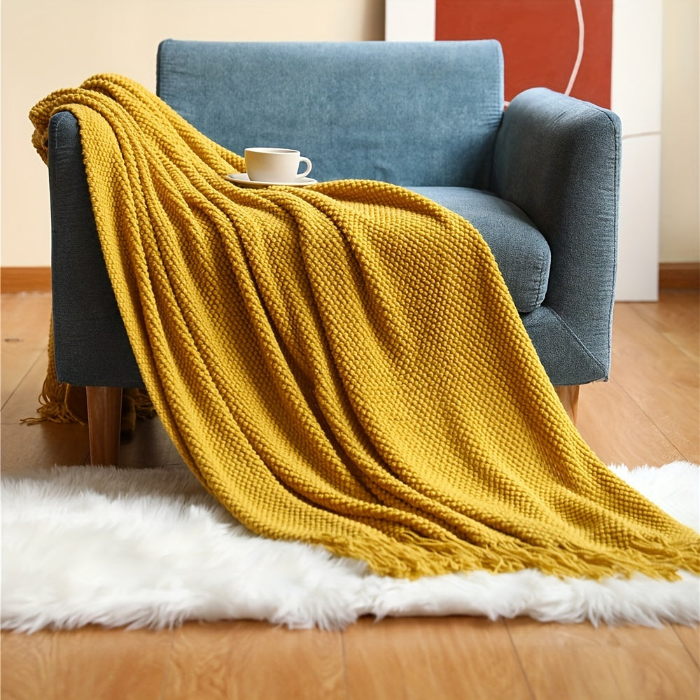 CozyWeave - Knitted Pompom Throw Blanket