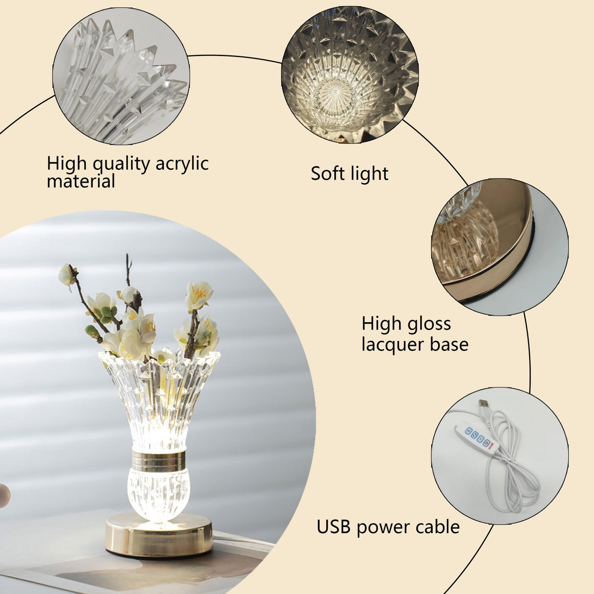 Brycestone Lamp - Luxury LED Crystal-Effect Table Lamp