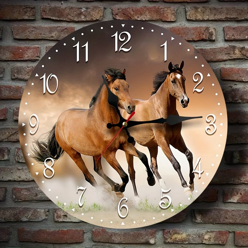 GallopTime Clock - Horloge murale chevaux au galop en bois