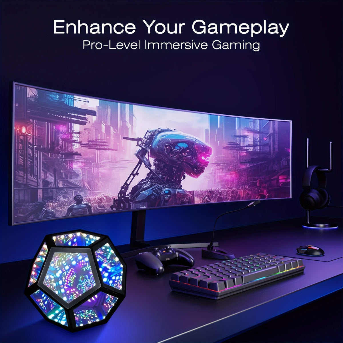 InfinityGlow - 3D Infinity Dodecahedron Lamp with RGB Lighting