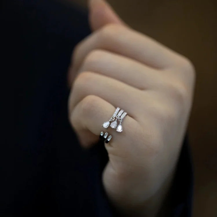 Isaline - Bague réglable goutte d'eau en argent S925