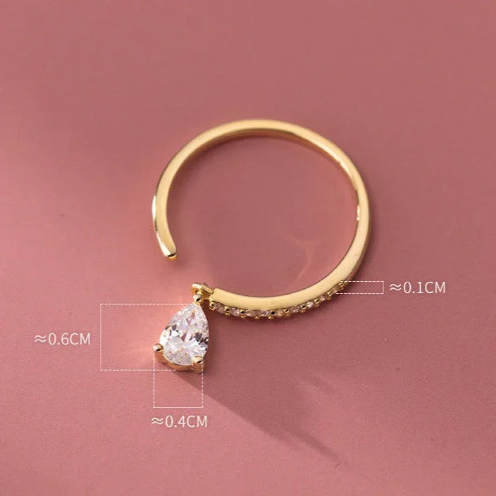 Isaline - Bague réglable goutte d'eau en argent S925
