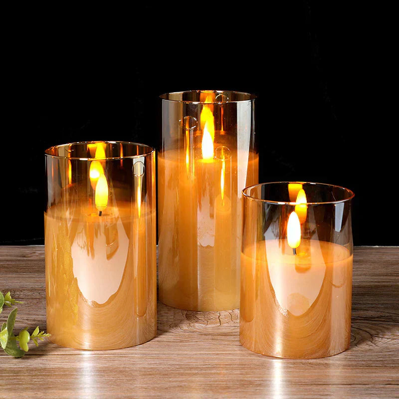 Yulwick - Rechargeable Cordless LED Candles, Set of 3