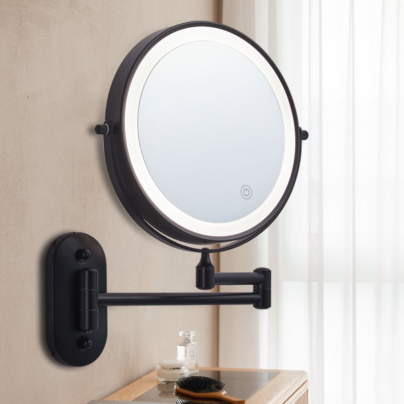 GlamGlow - LED Wall Mirror with Magnifying Lens and USB Charging