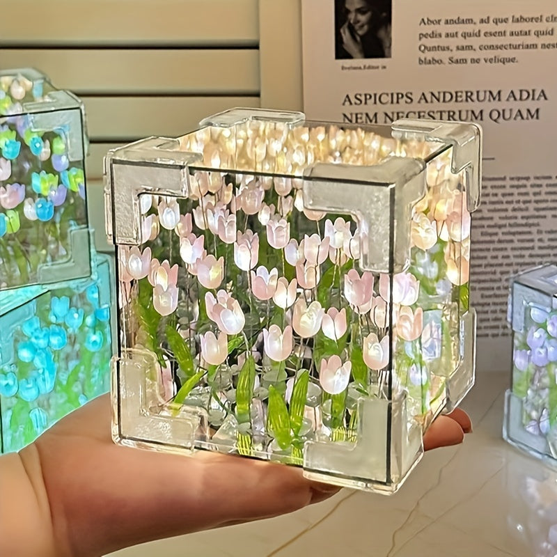 Gentlebloom - Elegant LED Tulip Night Light with Mirror