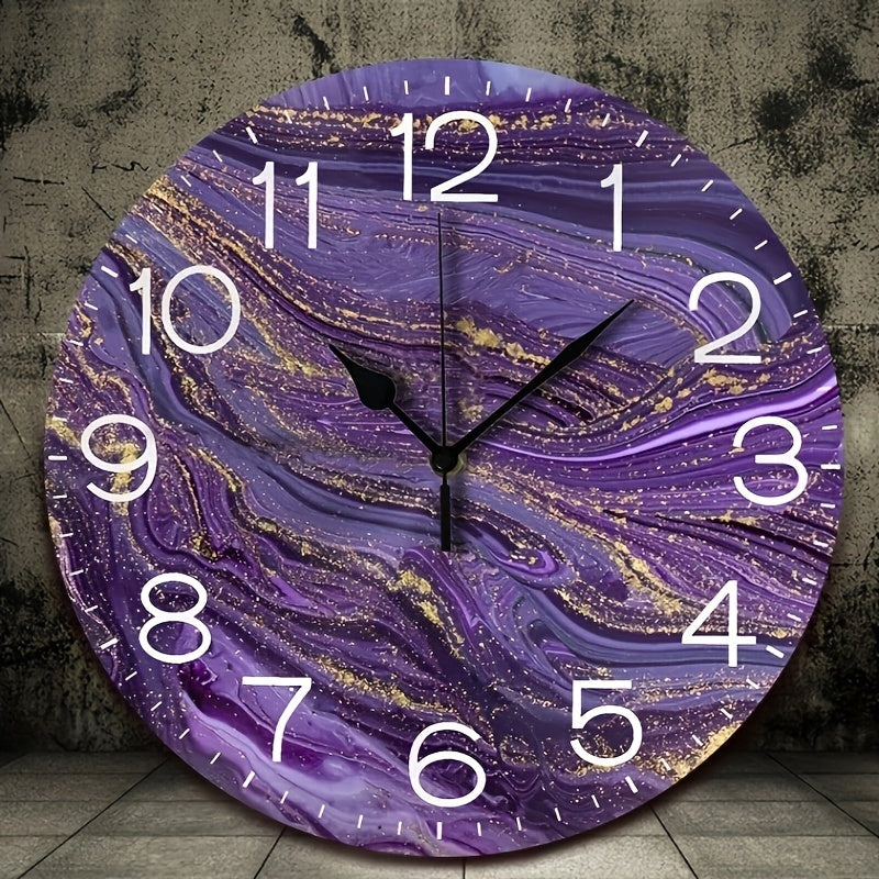 VioletGlow Clock - Horloge Murale Abstraite Violette a Accents Dores