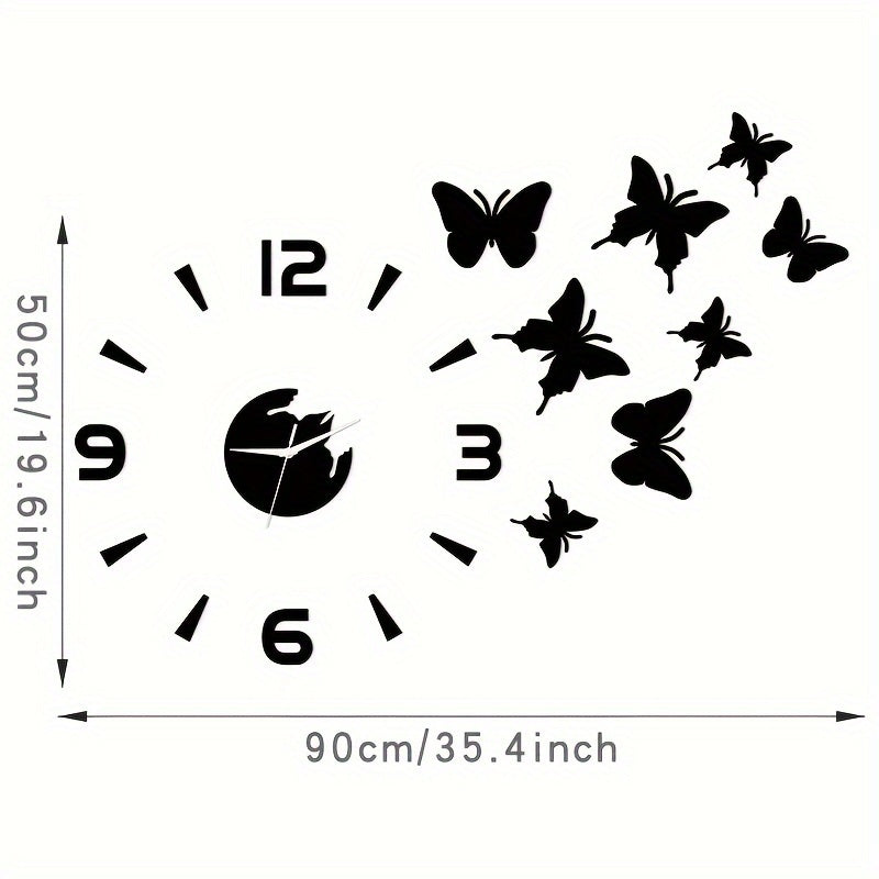 AcrylicButterfly - Horloge Murale Miroir 3D Papillons Design