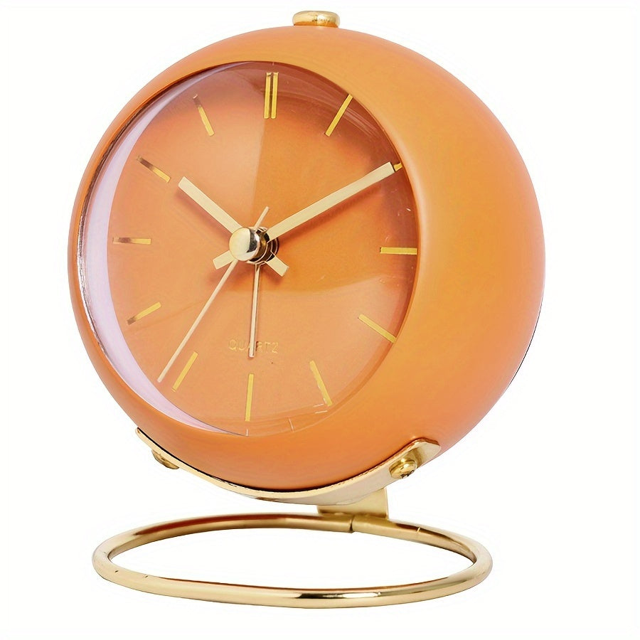 EleganceTime - Silent Quartz Alarm Clock with Metal Design