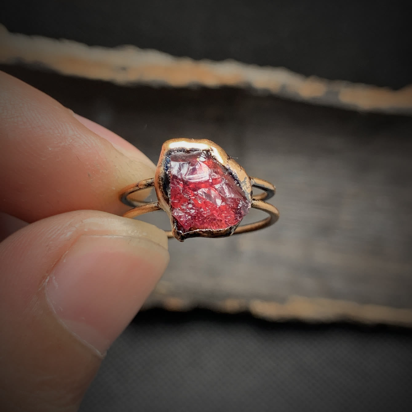 Selina - Bague pierre de naissance naturelle brute réglable