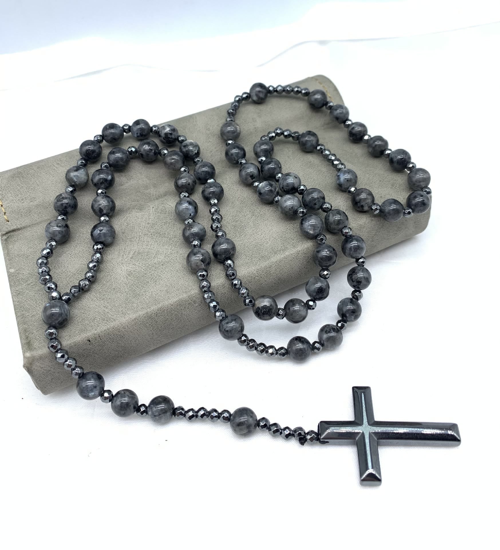 Collier Rosaire Croix Orion - Œil de Tigre Lapis