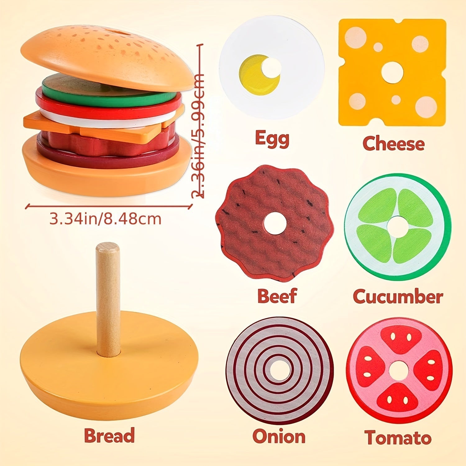 BurgerBuilders - Montessori Burger Stacking Toy