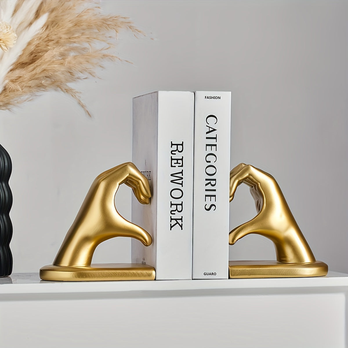 GoldenHeart - Luxury Heart-Shaped Bookends (Set of 2)