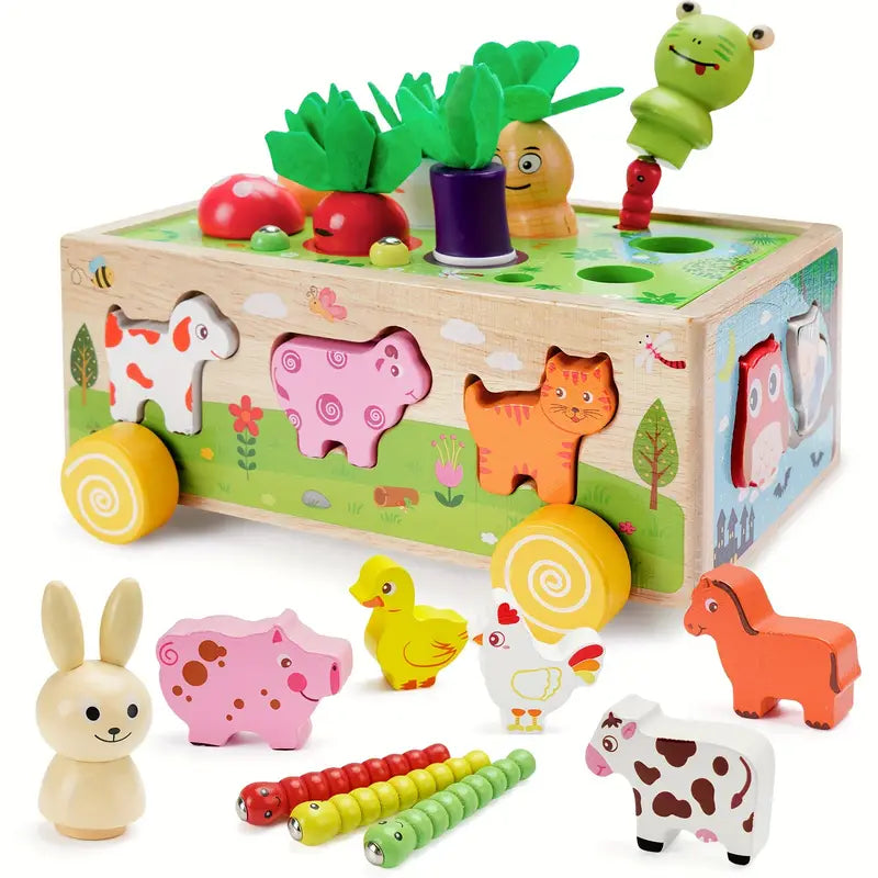 Wooden Montessori Activity Cube - 7 Educational Games for Kids Ages 2-3