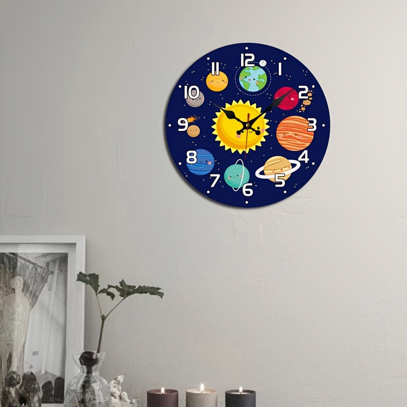 CosmicTime Clock - Horloge Murale Systeme Solaire Rustique et Silencieuse