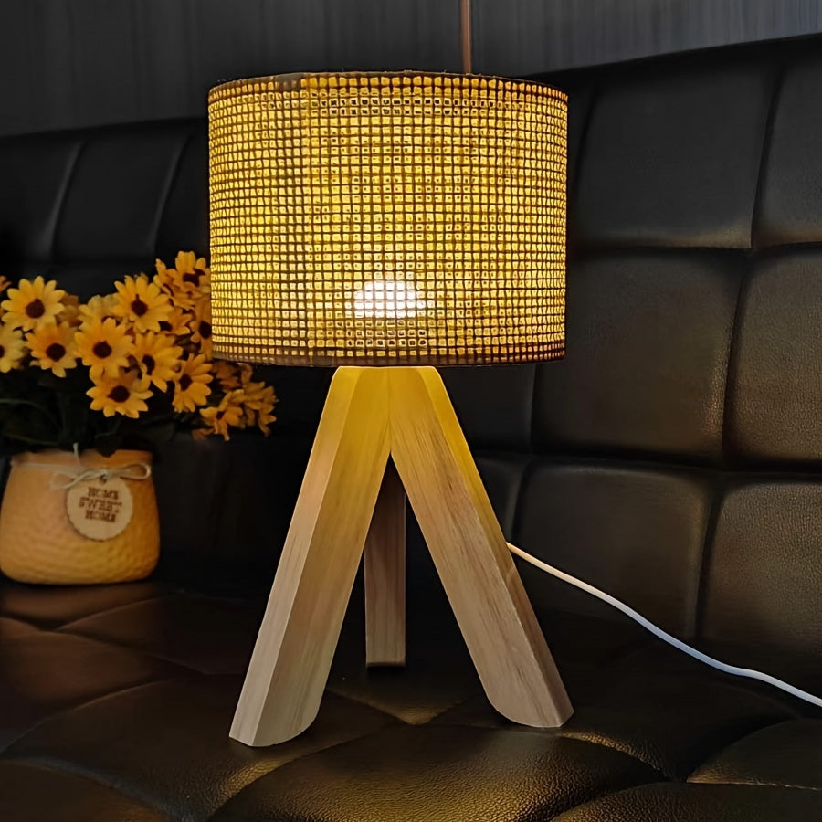 DecoGlow Lamp - Wooden Table Lamp with USB Power