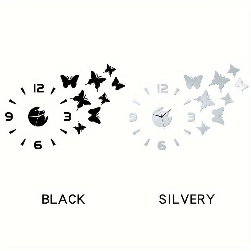AcrylicButterfly - Horloge Murale Miroir 3D Papillons Design