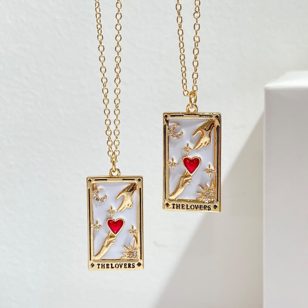 Amara - Collier pendentif tarot doré en zircone