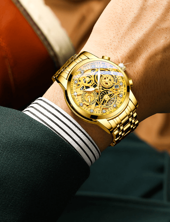 SkeletonWatch - Montre squelette noire pour homme