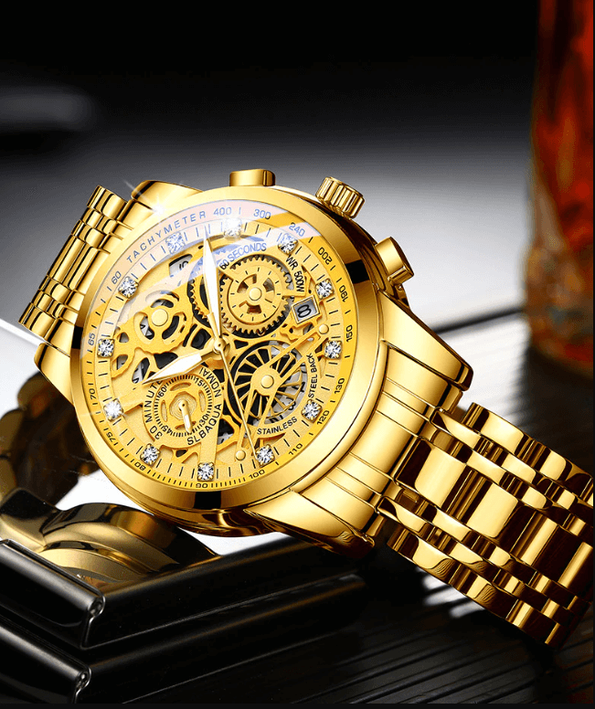 SkeletonWatch - Montre squelette noire pour homme