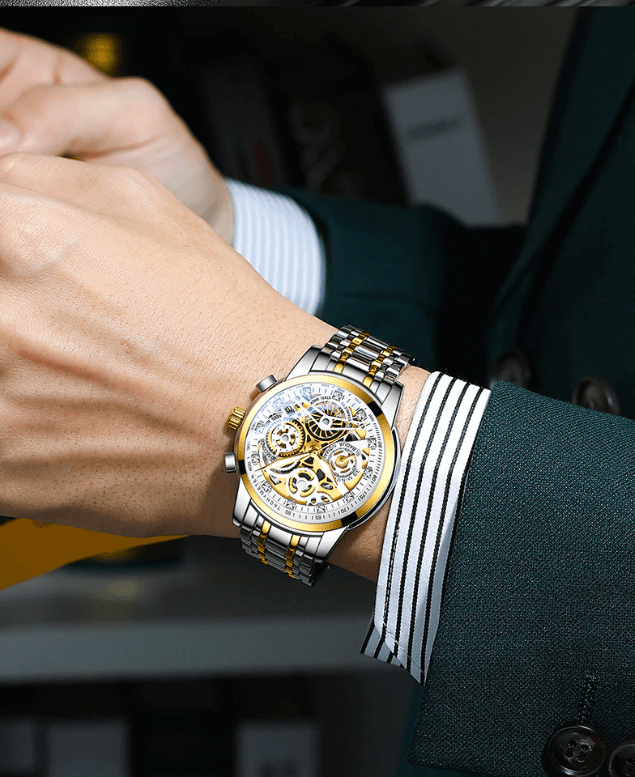 SkeletonWatch - Montre squelette noire pour homme