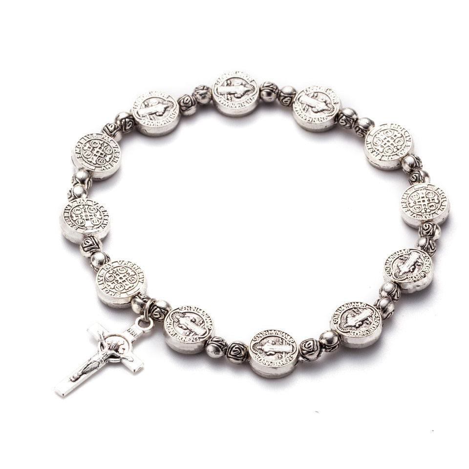 Solana - Bracelet croix chrétienne en or et argent de luxe