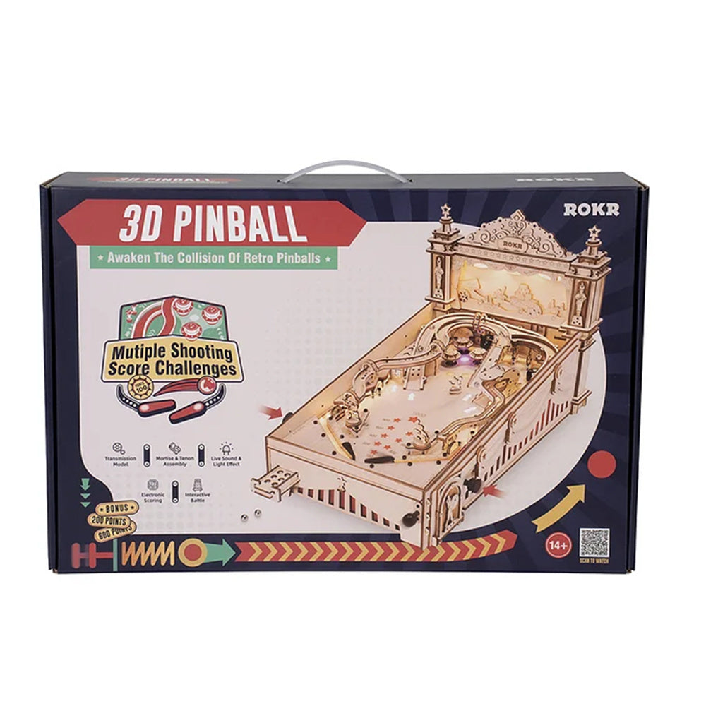 FlipCraft 3D Puzzle - Wooden Pinball Machine Building Kit