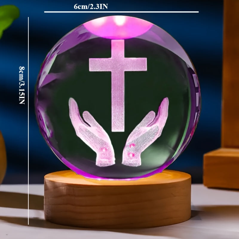 CrystalGlow Lamp - Elegant 3D Engraved Crystal Night Light