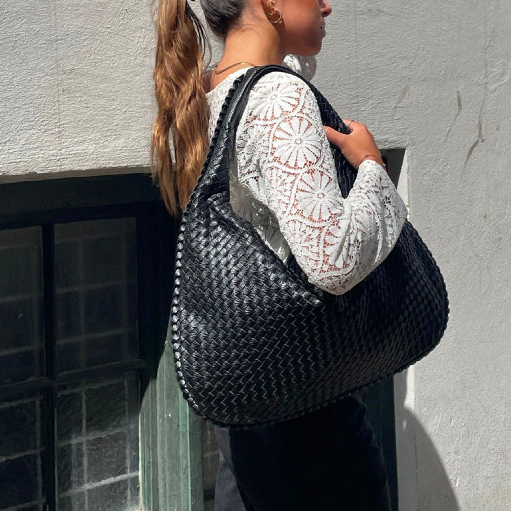 WeaveLux - Grand Sac Bandoulière Tressé Femme