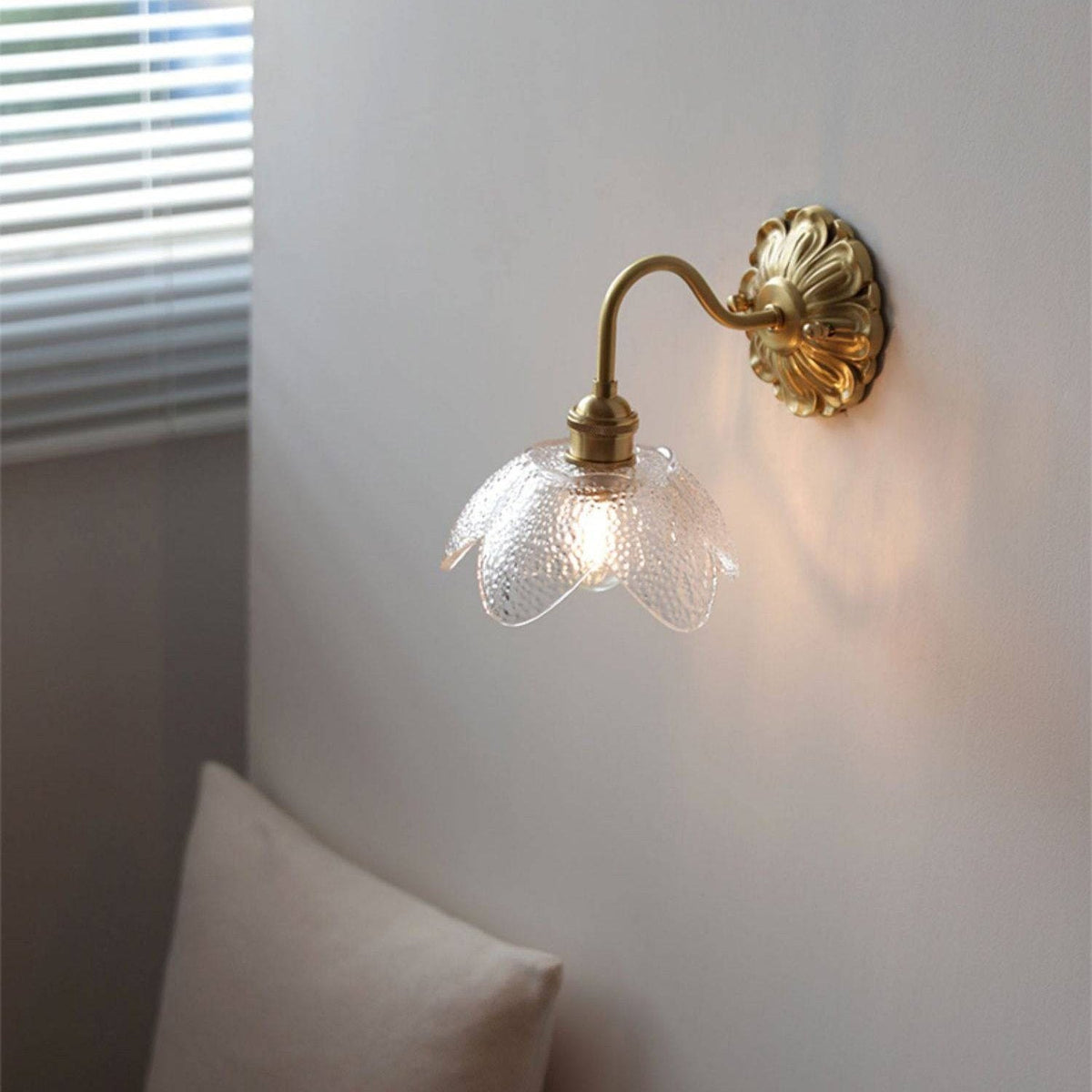 SfeerLuxe - Patinated Glass Wall Sconce with Gooseneck Arm