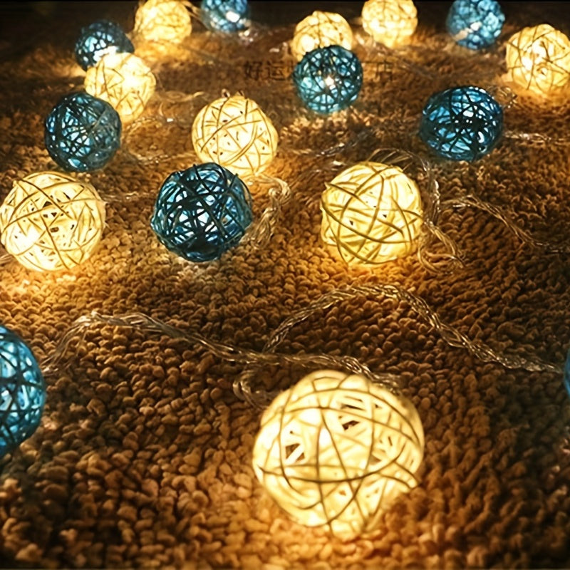 LuxAura - 2m Rattan Fairy Light String with 20 LEDs