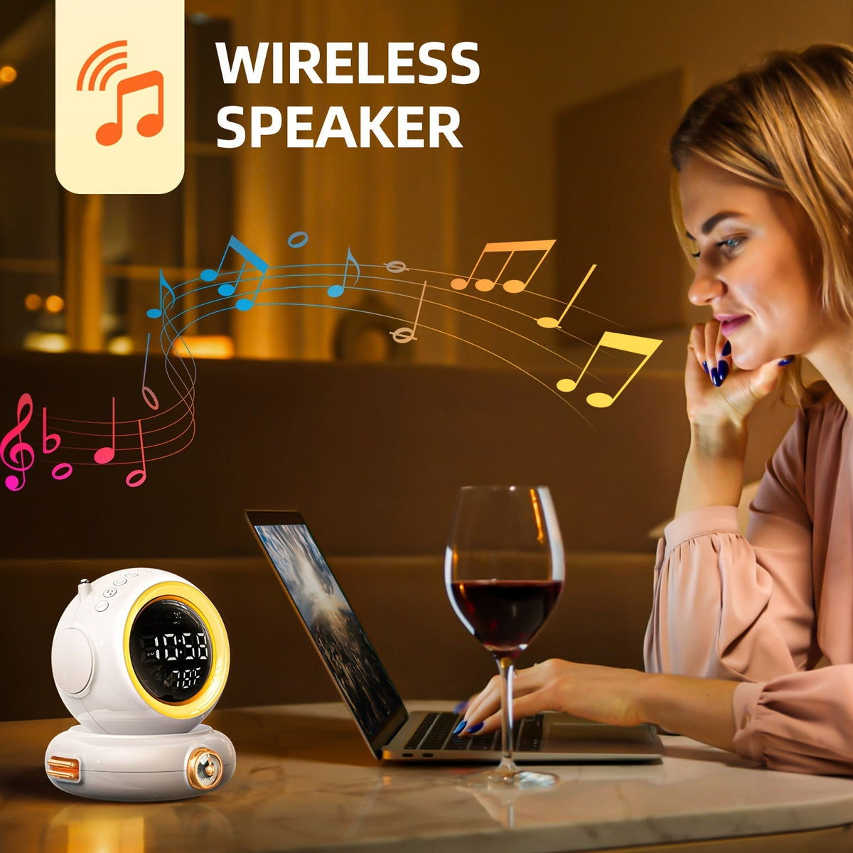 LunaRise - Sunrise Alarm Clock with Bluetooth Speaker and FM Radio
