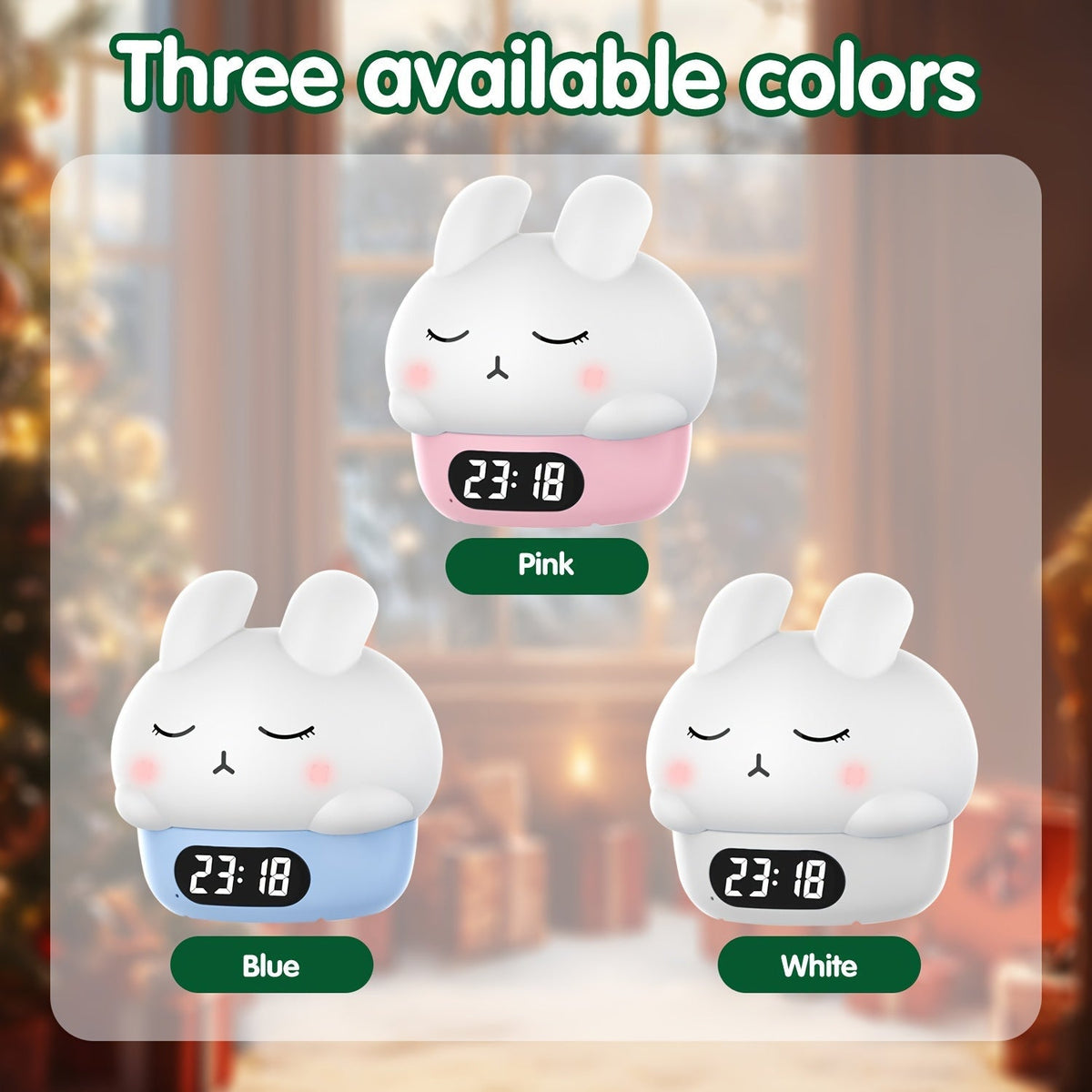 Wimberly - Multicolor LED Bunny Night Light with Built-in Clock