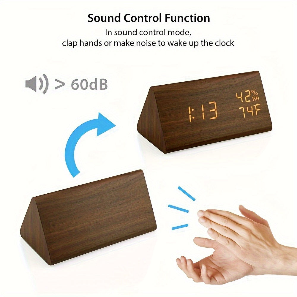 NatureClock - Wooden Alarm Clock with Temperature and Humidity Display