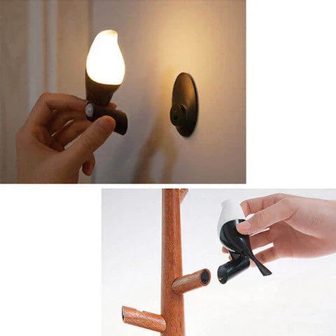 BrightOak Elegance - Wooden Table Lamp with Motion Sensor