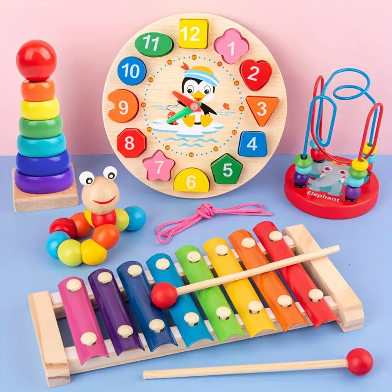 BravoBlocks 5-in-1 Montessori Set - Educational Wooden Toy for Kids