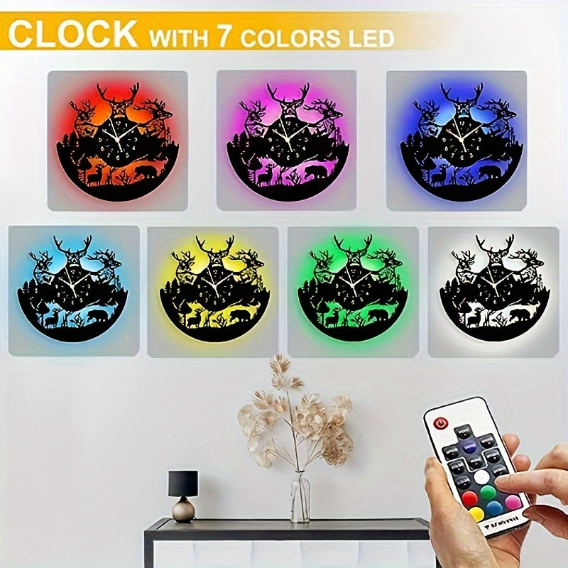 DeerGlow - Horloge Murale Cerf en Vinyle Recycle Silencieuse