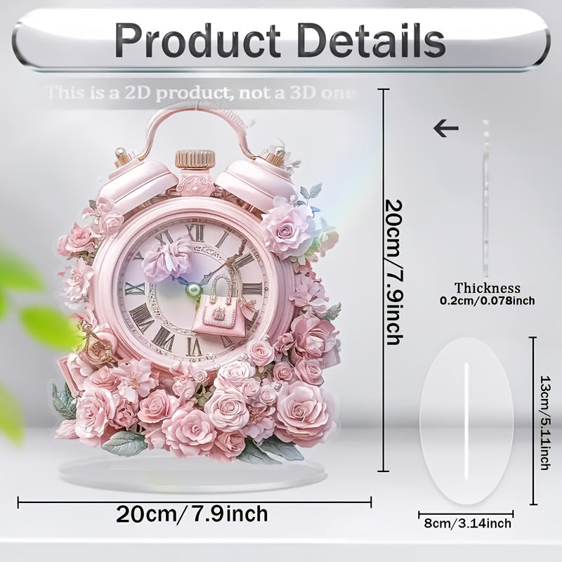 BohoClock - Bohemian Pink Flower Acrylic Wall Clock