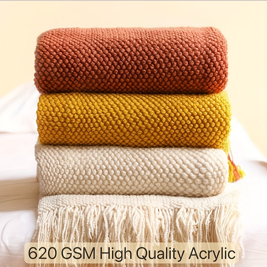 CozyWeave - Knitted Pompom Throw Blanket