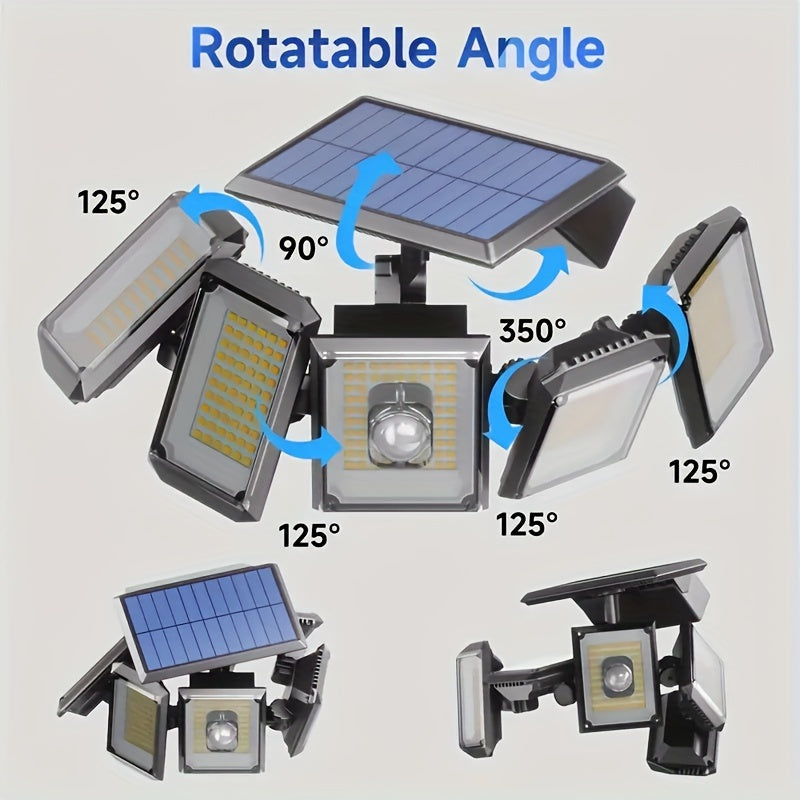 SolarGuard Pro - 5-Head Solar LED Security Floodlight with Motion Sensor