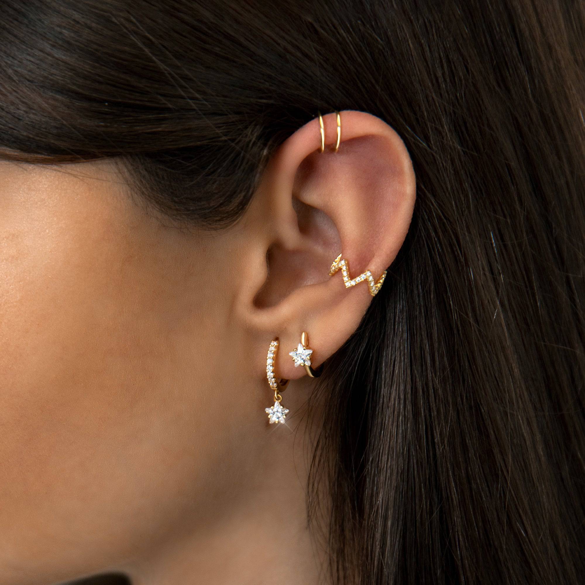 Lunara - Sparkling Zirconia Star Hoop Earrings