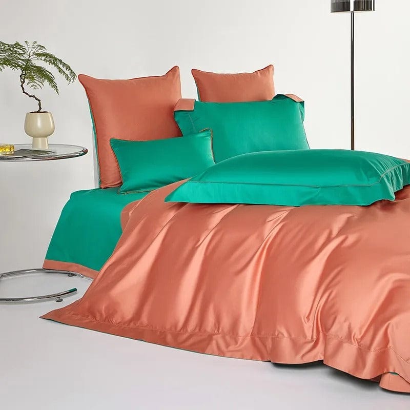 Dream Orange Green - Colorful Egyptian Cotton Duvet Set