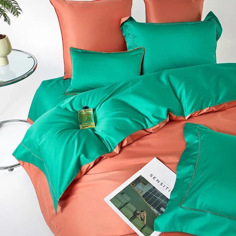 Dream Orange Green - Colorful Egyptian Cotton Duvet Set