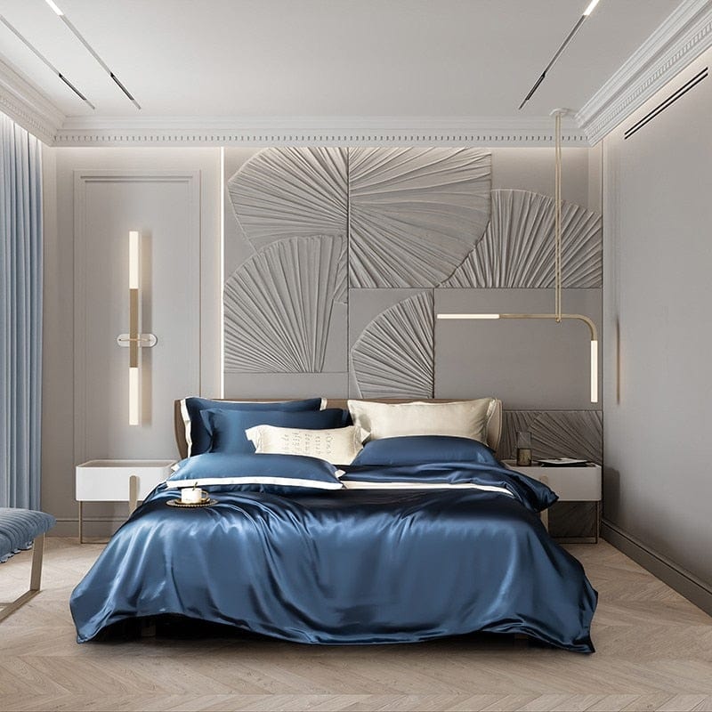 LuxLoom - Premium Navy Blue Mulberry Silk Bedding Set