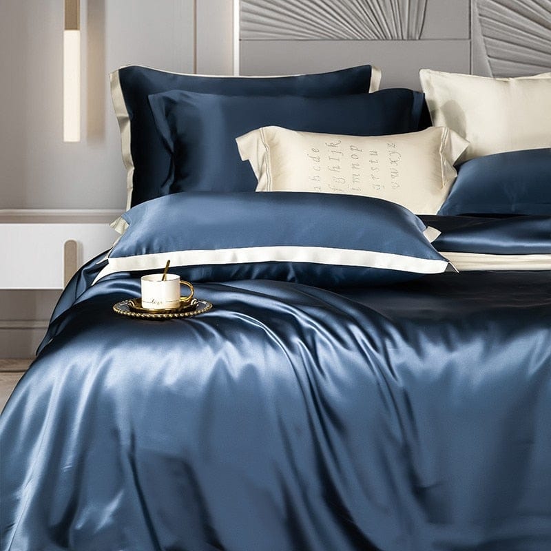 LuxLoom - Premium Navy Blue Mulberry Silk Bedding Set