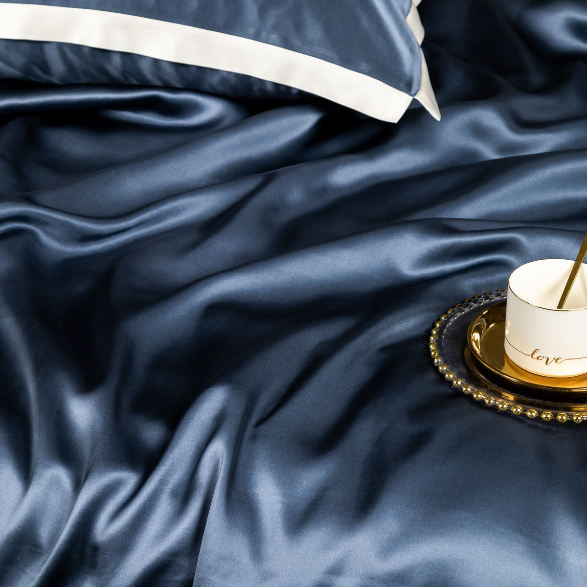 LuxLoom - Premium Navy Blue Mulberry Silk Bedding Set