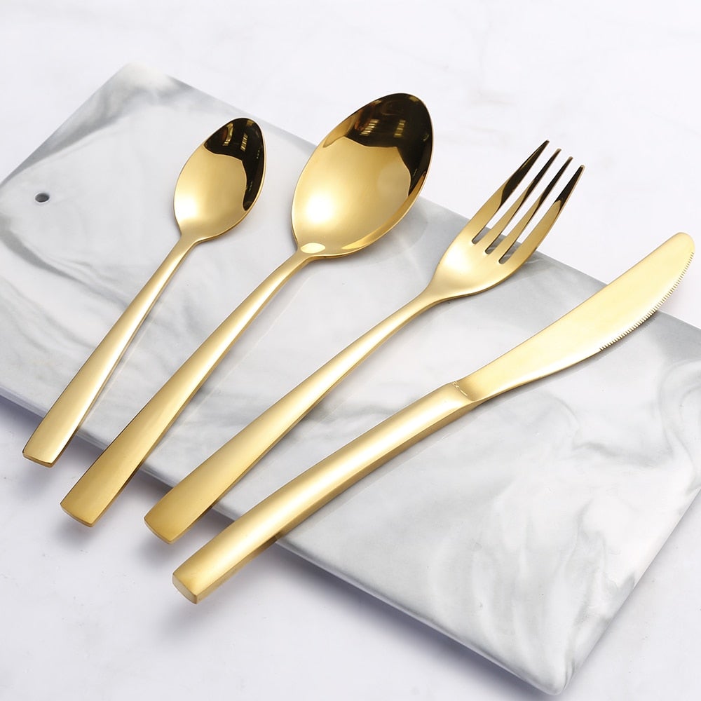 RoyalGlimmer Gold Cutlery Set - Elegant Flatware for a Luxurious Table