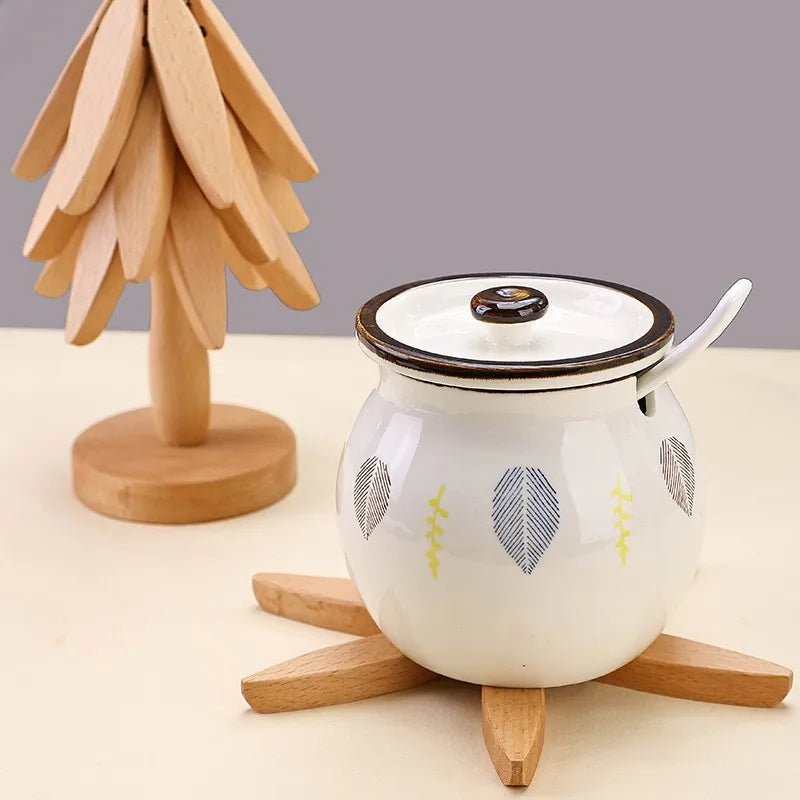 Sous-verres en Bois - Set artisanal sur support arbre en noyer