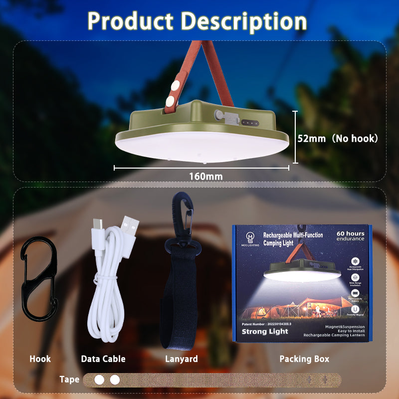 PowerGlow - Lampe Camping LED Rechargeable Aimantée